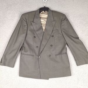 Marco Cellini Blazer Mens 43R Gray Wool Double Breasted Macy's Store Houndstooth